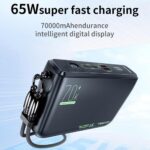 پاوربانک فست شارژ Tranyoo 65W 70000mAh مدل T-L7 - مشکی - Image 6